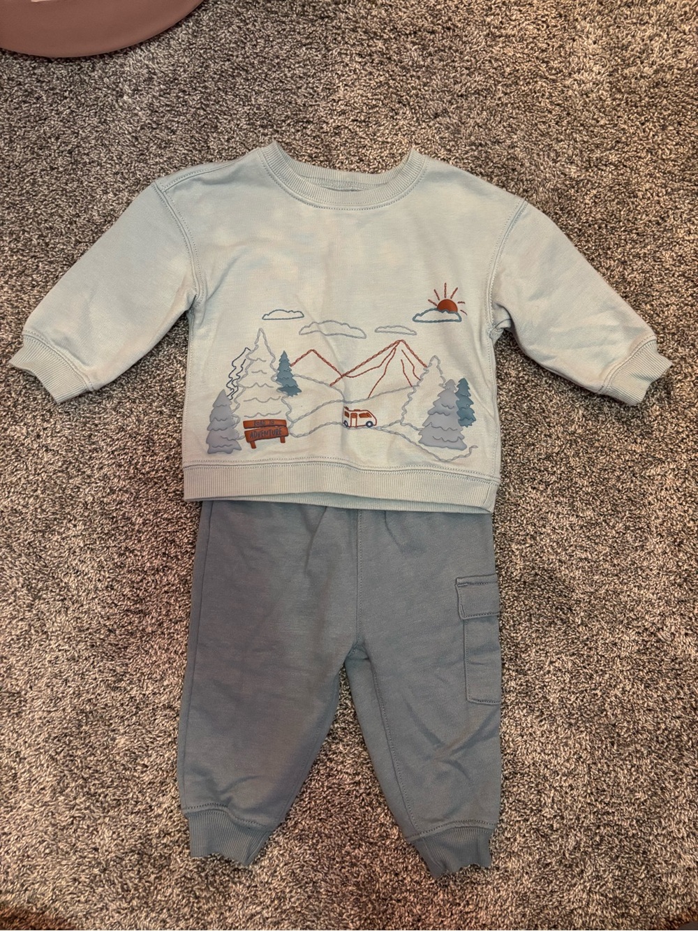 Carter's Light Blue Mountain Embroidered Sweatshirt & Matching Joggers